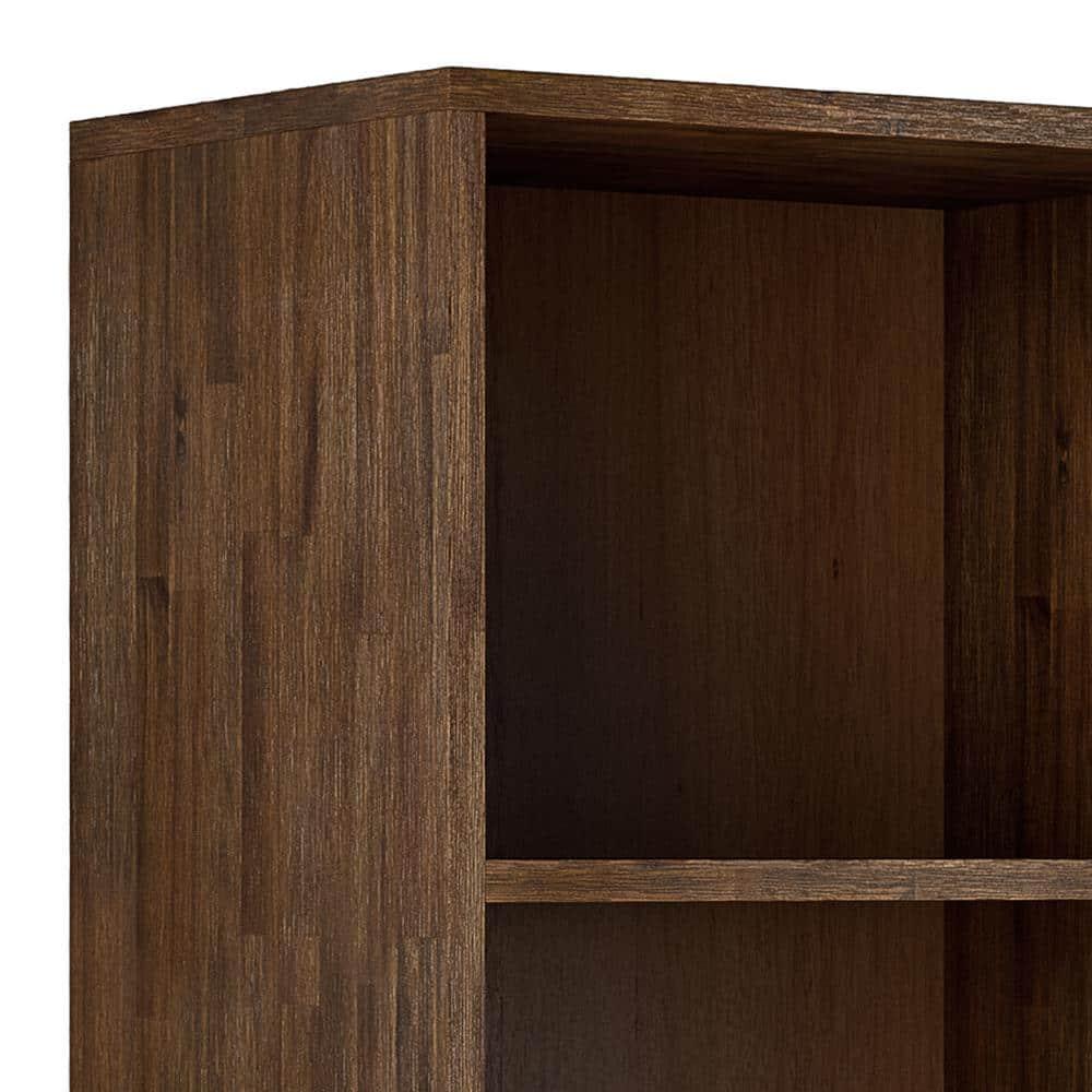 Simpli Home 22"W Solid Acacia 3 Shelf Contemporary Bookcase with Hidden Storage and Adjustable Shelves