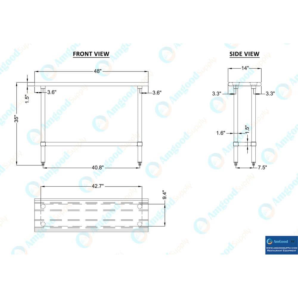 Amgood Stainless Steel Top Workbench