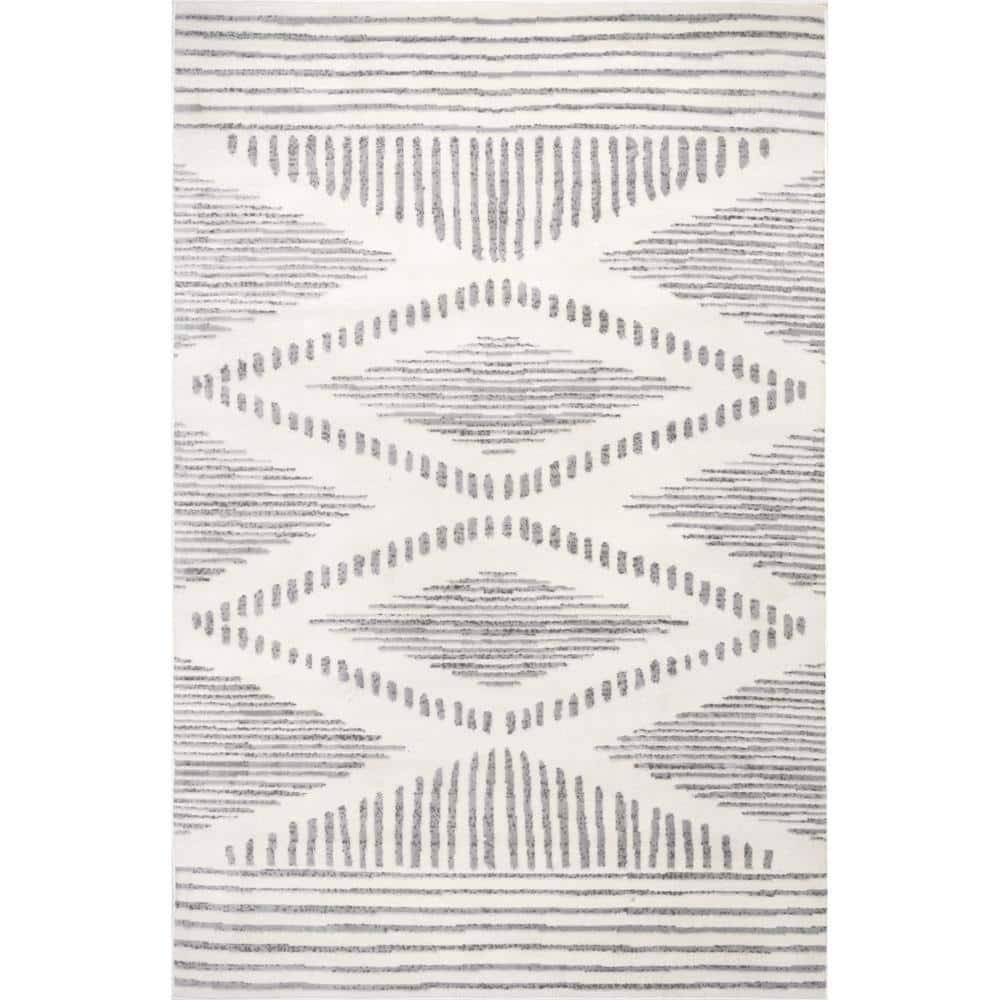 4'x6' Briggs Contemporary Striped Area Rug Light Gray - nuLOOM: Geometric Pattern, Low Pile, Indoor Use, Rectangle
