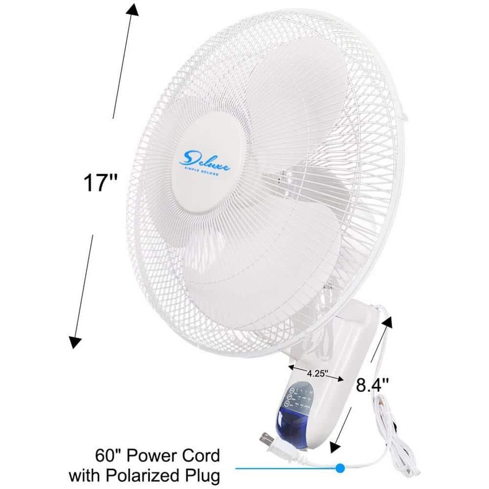 2 Pack 16 in. Indoor White Wall Mount Fan with Adjustable Tilt and Quiet Operation Oscillating