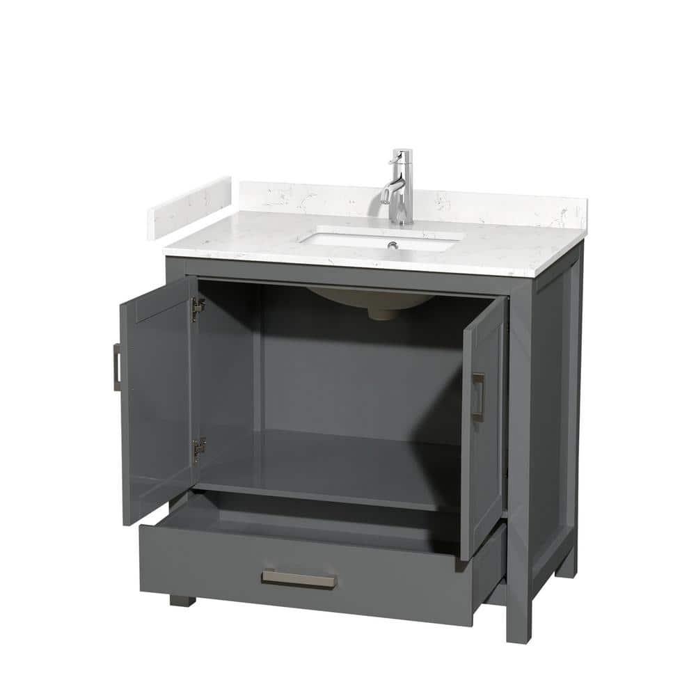 Wyndham Collection Sheffield 36" Metal Single Bathroom Vanity in Dark Gray