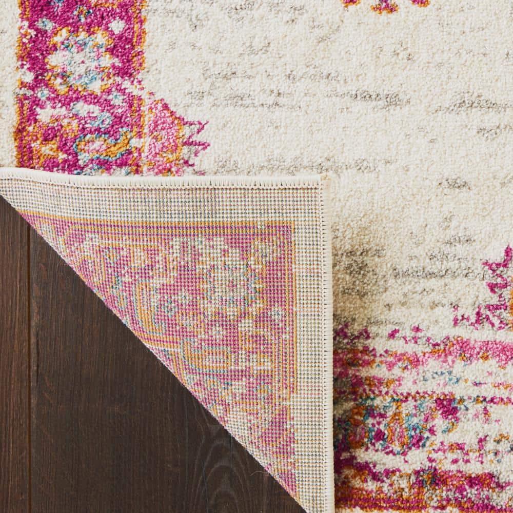 Nourison Passion Medallion Bohemian Indoor Rug Ivory/Fuchsia 9' x 12'