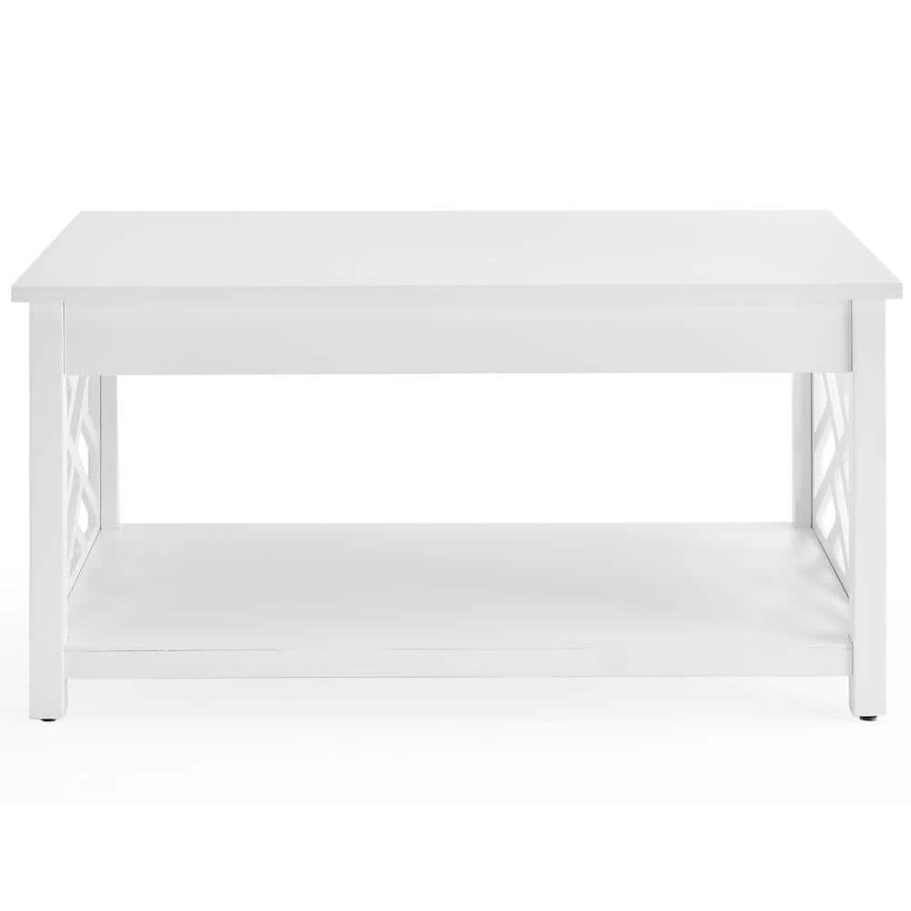 36" Middlebury Coffee Table and End Table with Tray White - Alaterre Furniture: Pull-Out Tray, 2-Piece Set
