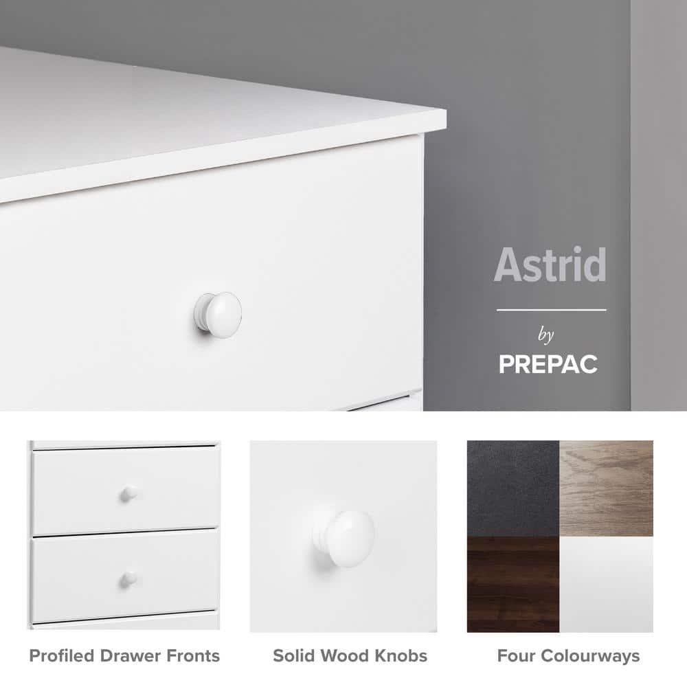 4 Drawers Astrid Dresser White - Prepac: Contemporary Storage Chest, Bedroom Furniture