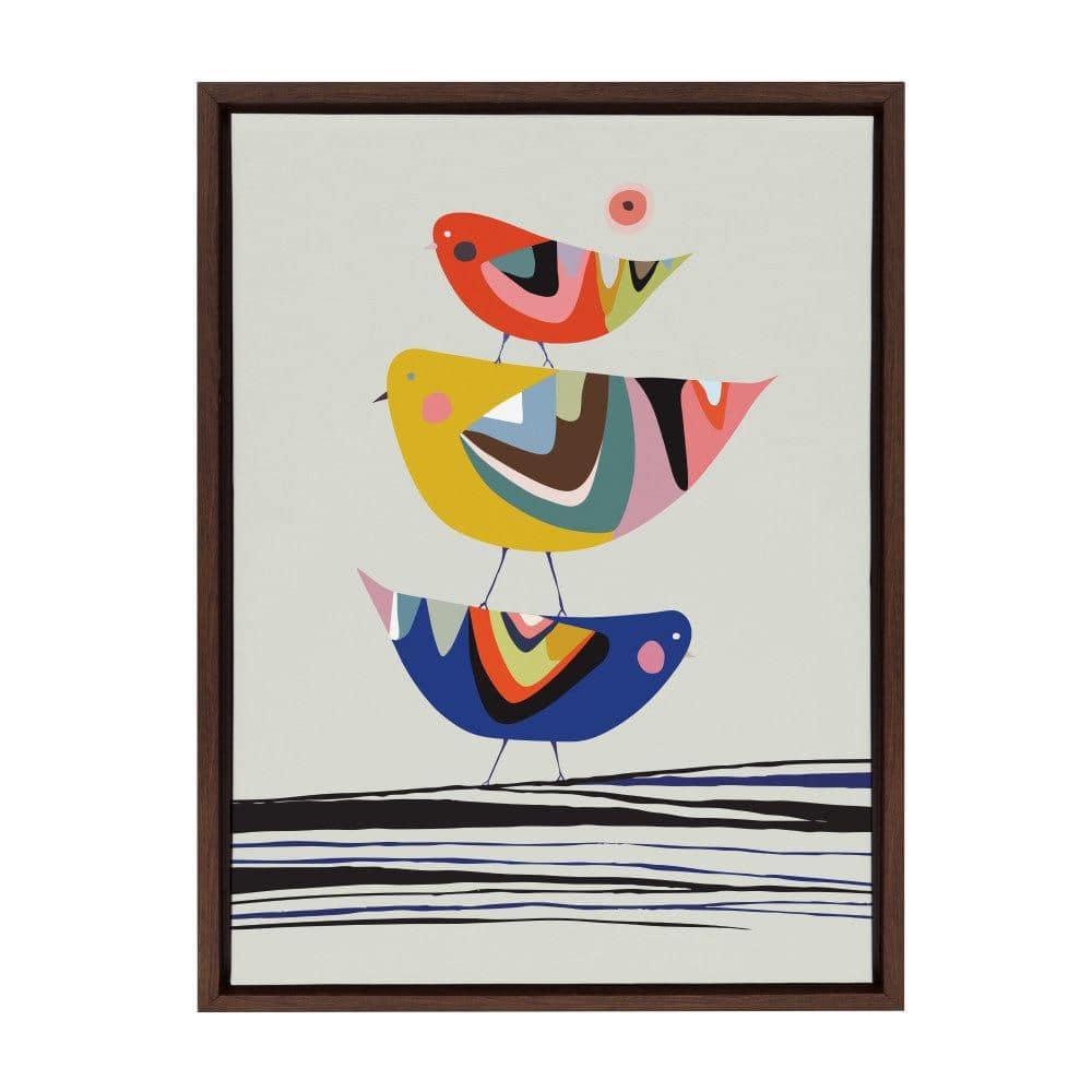 Kate and Laurel Sylvie The Family Tree Framed Canvas Wall Art by Rachel Lee of My Dream Wall, 18x24 Brown, Colorful Animal Art for Wall