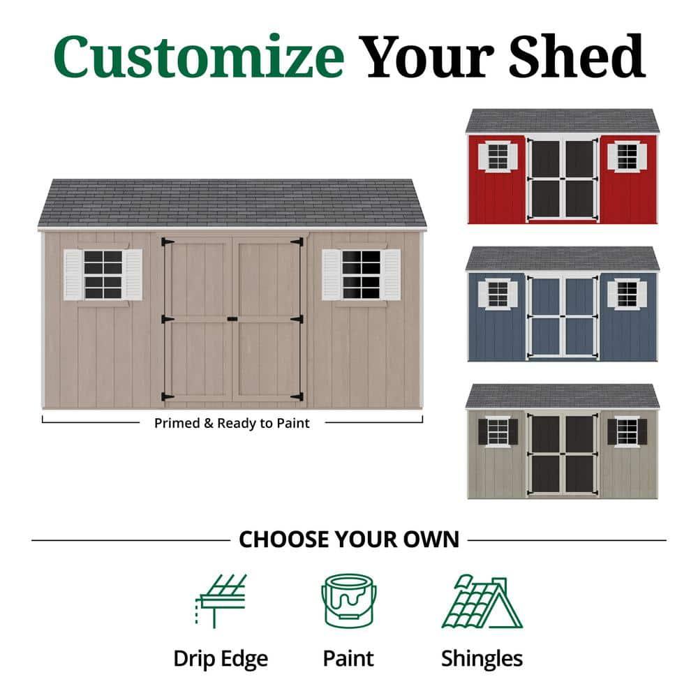Little Cottage Co. 10x14 Value Workshop Shed with Operable Windows and Floor, Outdoor Wood Storage Do-It-Yourself Precut Kit