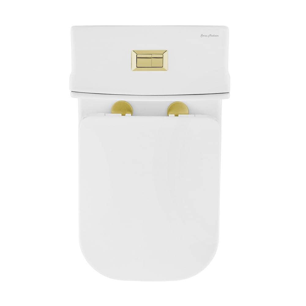 Concorde One Piece Square Toilet Dual Flush, Brushed Gold Hardware 1.1/1.6 gpf