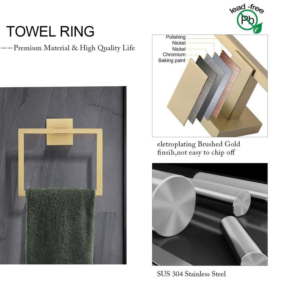 YACVCL 5 Pieces Brushed Gold Towel Bar Set Bathroom Hardware Set Towel Holder Set for Bathroom, 23.8 Inch Bathroom Accessories Set Stainless Steel Wall Mounted