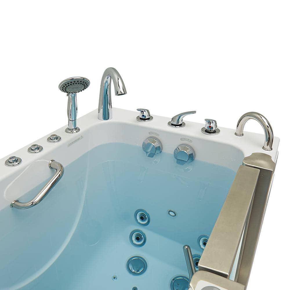 Ella Walk In Baths 931185P Royal 32"x52" Acrylic Air and Hydro Massage Walk-In Bathtub, 5 Piece Fast Fill Faucet, 2" Dual Drain