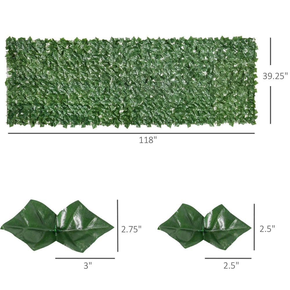 Outsunny 3 ft. H x 10 ft. W Artificial Faux Hedge Leaf Ivy Vine Mesh Privacy Screen