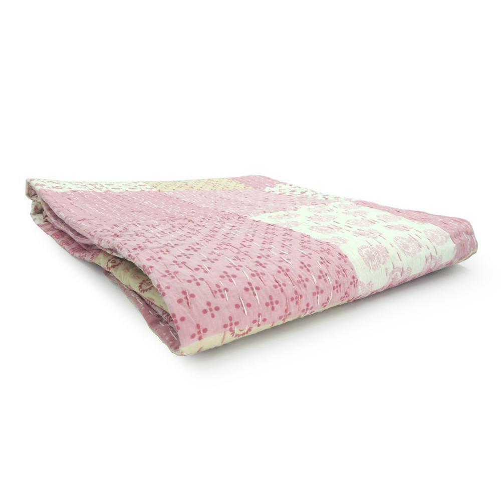 Rajani Home Advika Handmade Kantha Cotton Throw Blanket