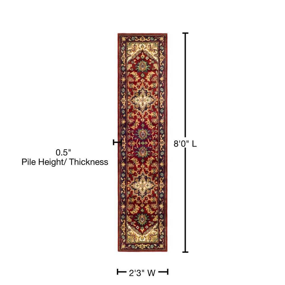 Heritage HG625 Handmade Runner Rug - 2'3"x8' - Red - Safavieh