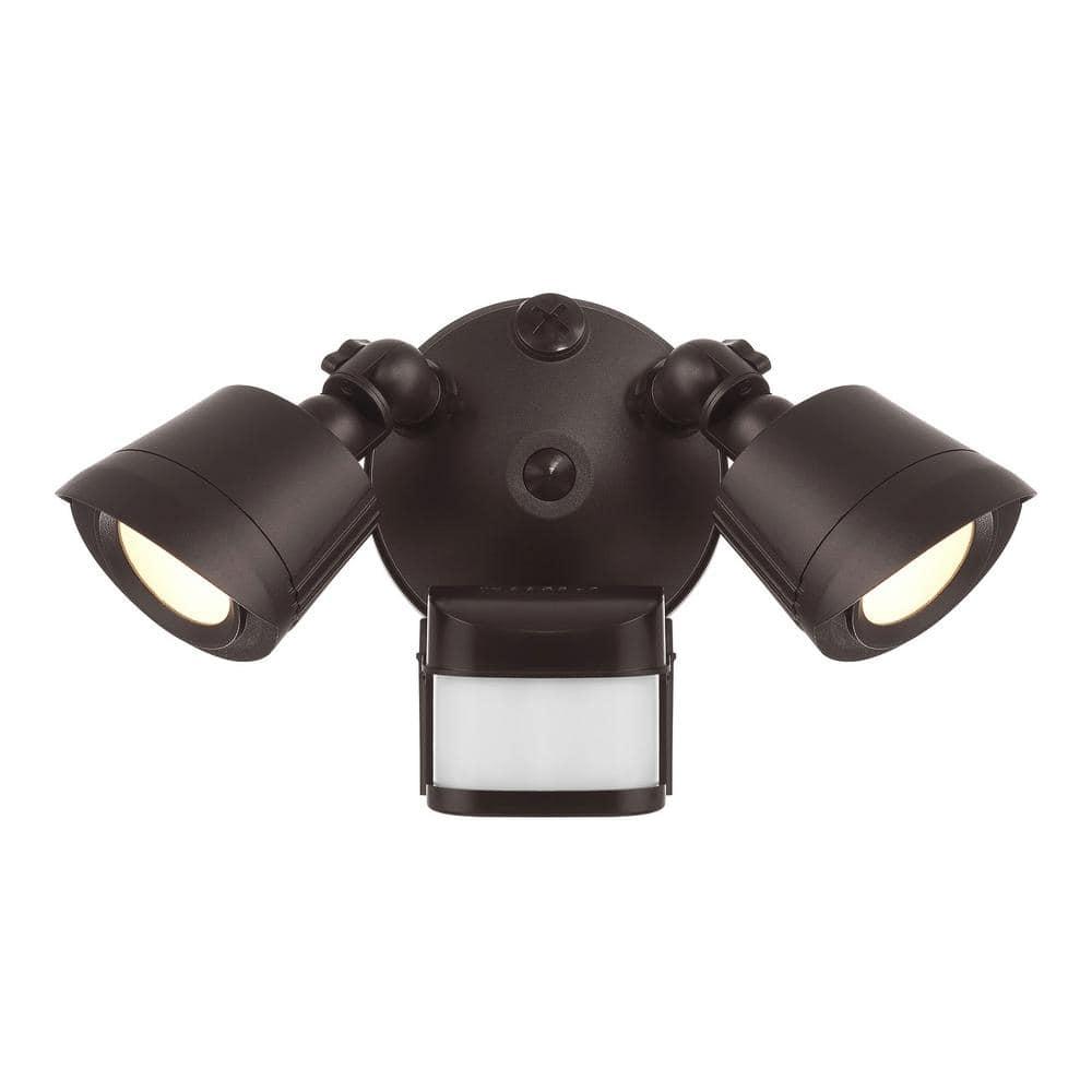 120 Watt 2 - Head LED Hardwired Dusk to Dawn Outdoor Security Flood Light with Motion Sensor