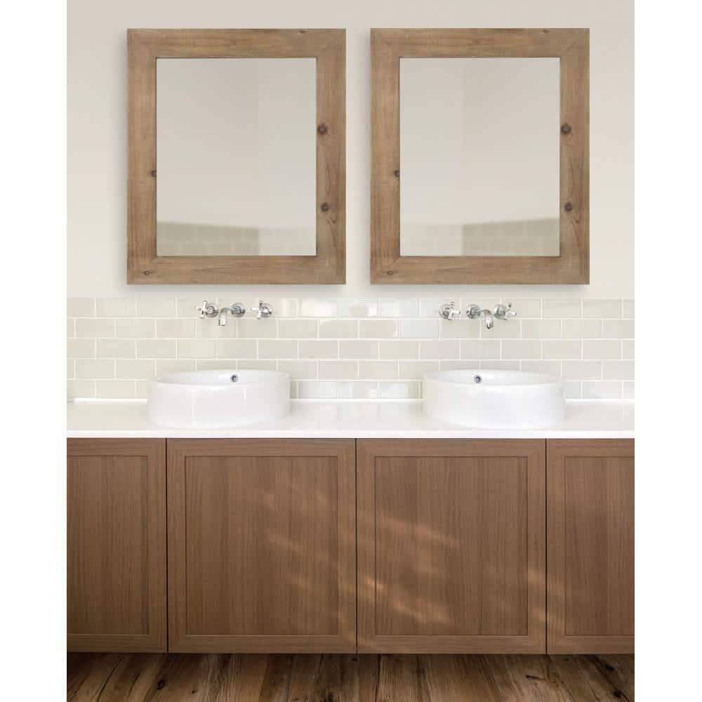 30" x 36" Garvey Wood Framed Wall Mirror Rustic Brown - Kate and Laurel