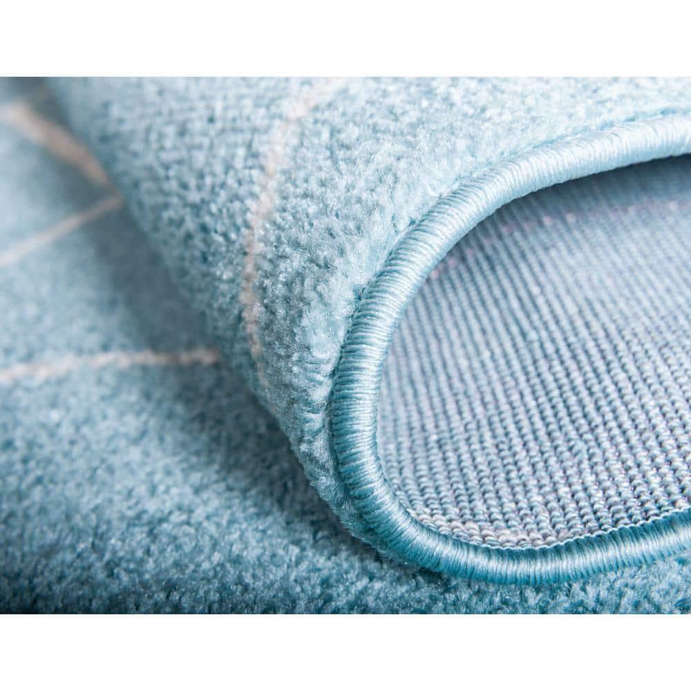 Unique Loom 4' 0 x 4' 0 Trellis Frieze Light Blue Area Rug
