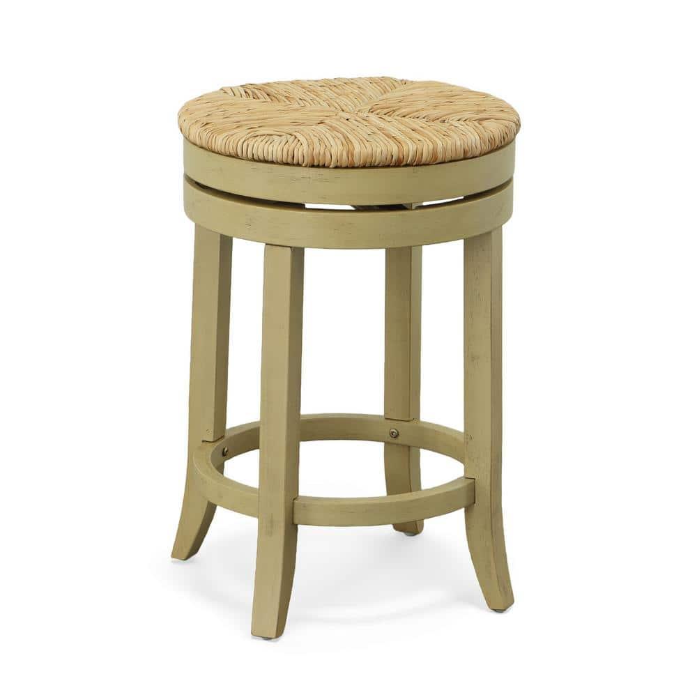 Carolina Living 24" Leif Swivel Rush Seat Counter Height Barstool Weathered Gray: Solid Wood, Indoor Use