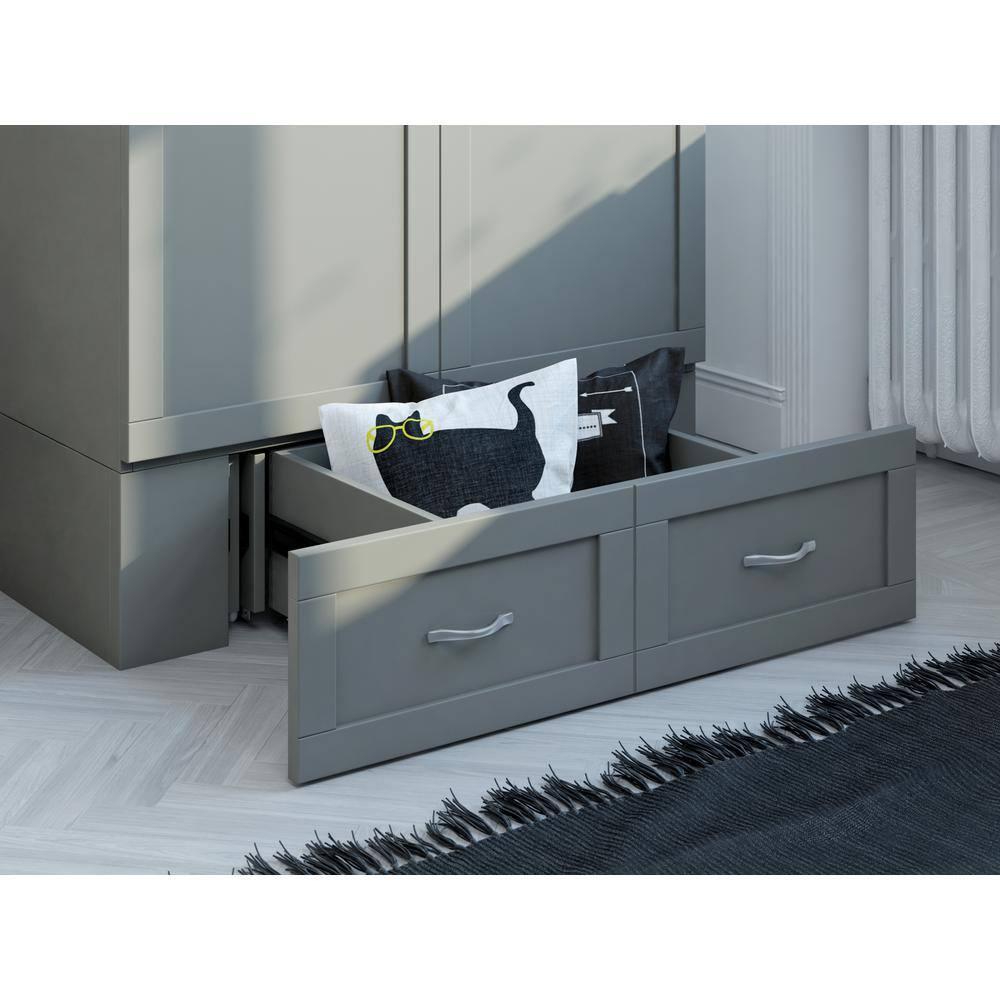 AFI Hamilton Twin XL Solid Wood Murphy Bed Chest with Built-In Charger in Gray