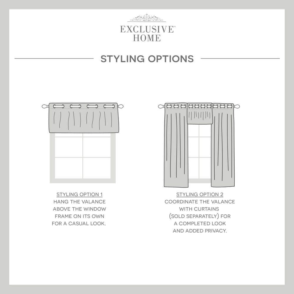 18"x54" Loha Light Filtering Window Valance Grommet Off-White - Exclusive Home