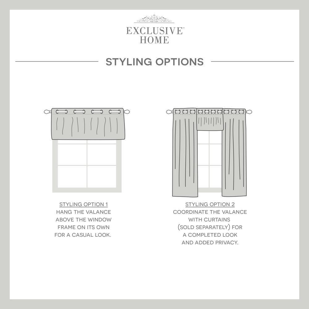 18"x54" Loha Light Filtering Window Valance Grommet Yellow - Exclusive Home: Solid Polyester, Machine Washable
