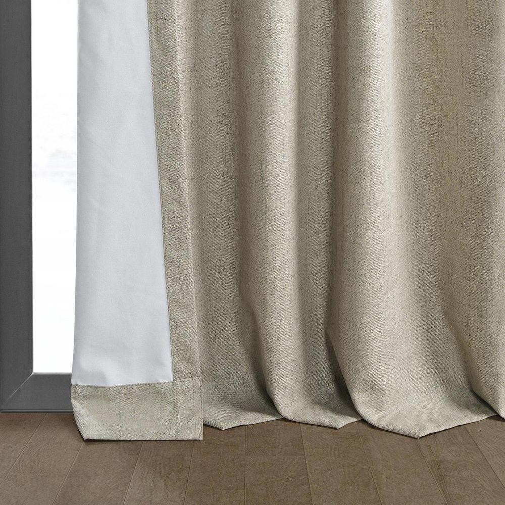 Light Tan Brown Vintage Thermal Cross Linen Weave Blackout Rod Pocket Curtain - 50 in. W x 120 in. L (1 Panel)