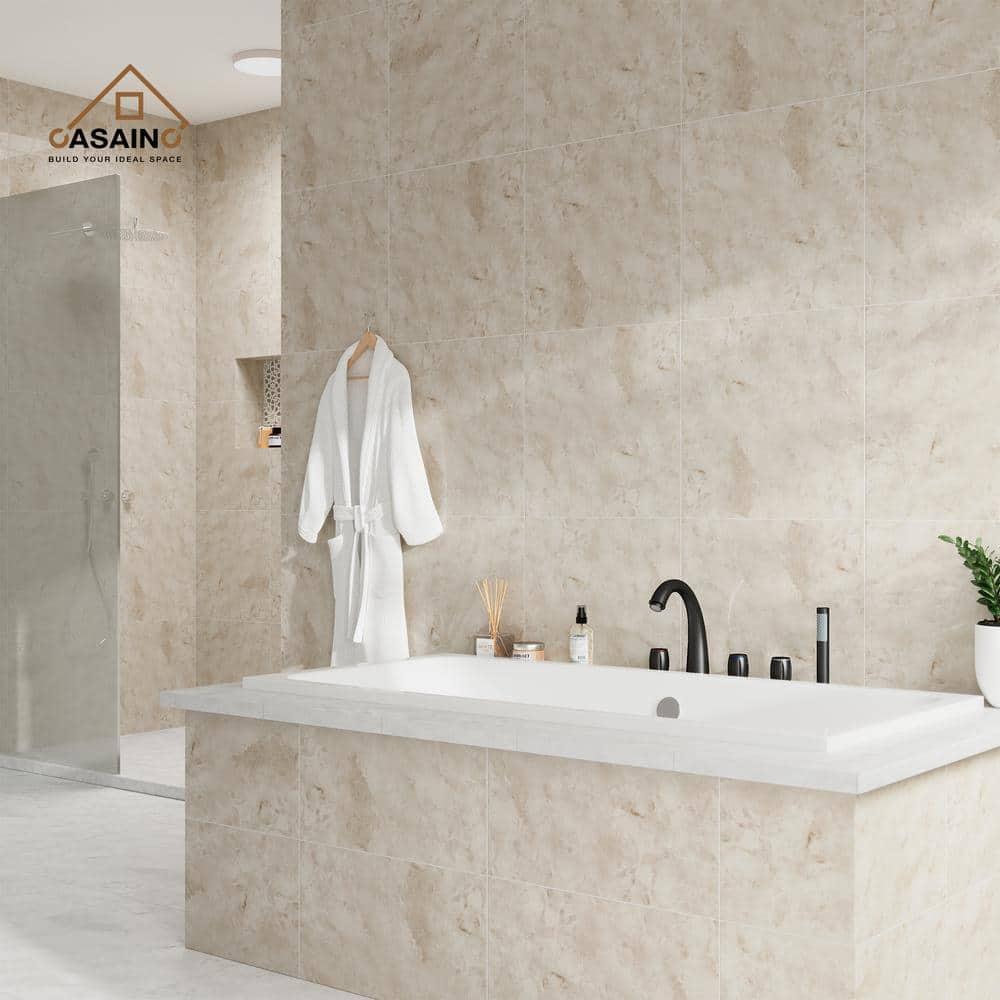 3 Handles Deck Mount Roman Tub Faucet With Hand Shower