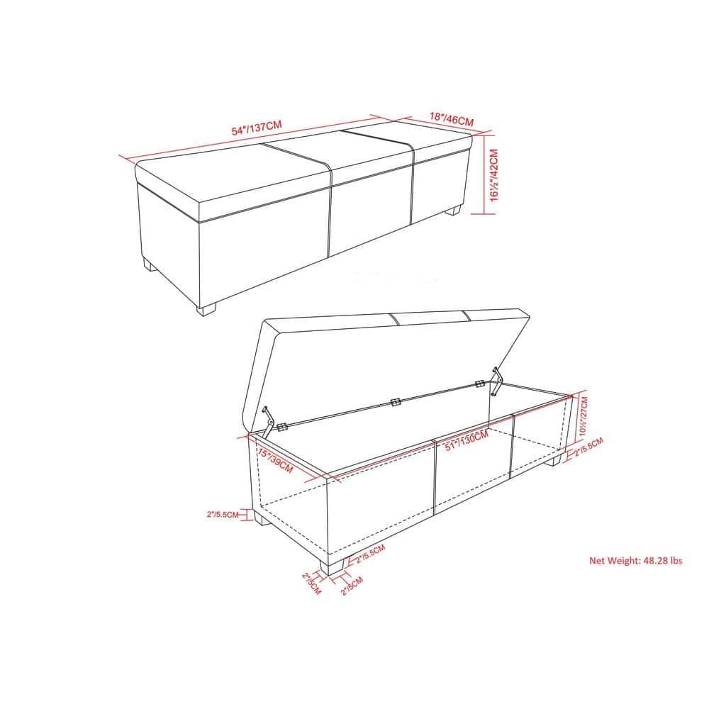 Simpli Home Avalon Extra Large Storage Ottoman Bench,Assembled