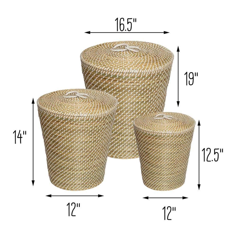 Honey-Can-Do Set of 3 Nesting Seagrass Snake Charmer's Baskets Natural