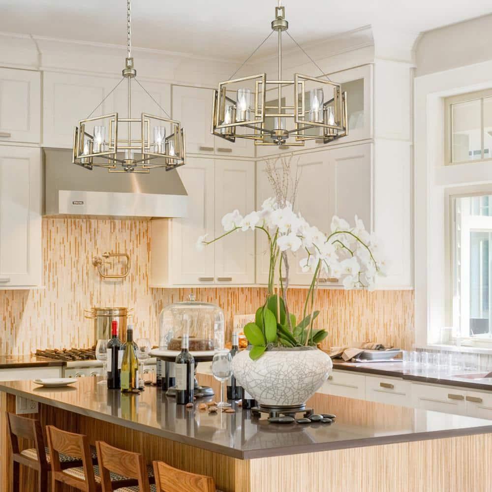 Golden Lighting Marco 5-Light Chandelier in White Gold with Clear Glass