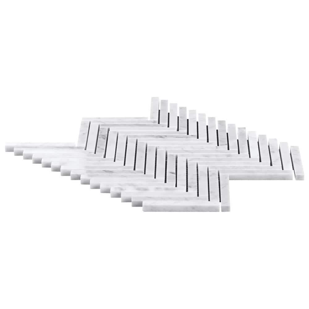 Marble Collection 0.5" X 4" Herringbone Natural Stone Mosaic Wall & Floor Tile