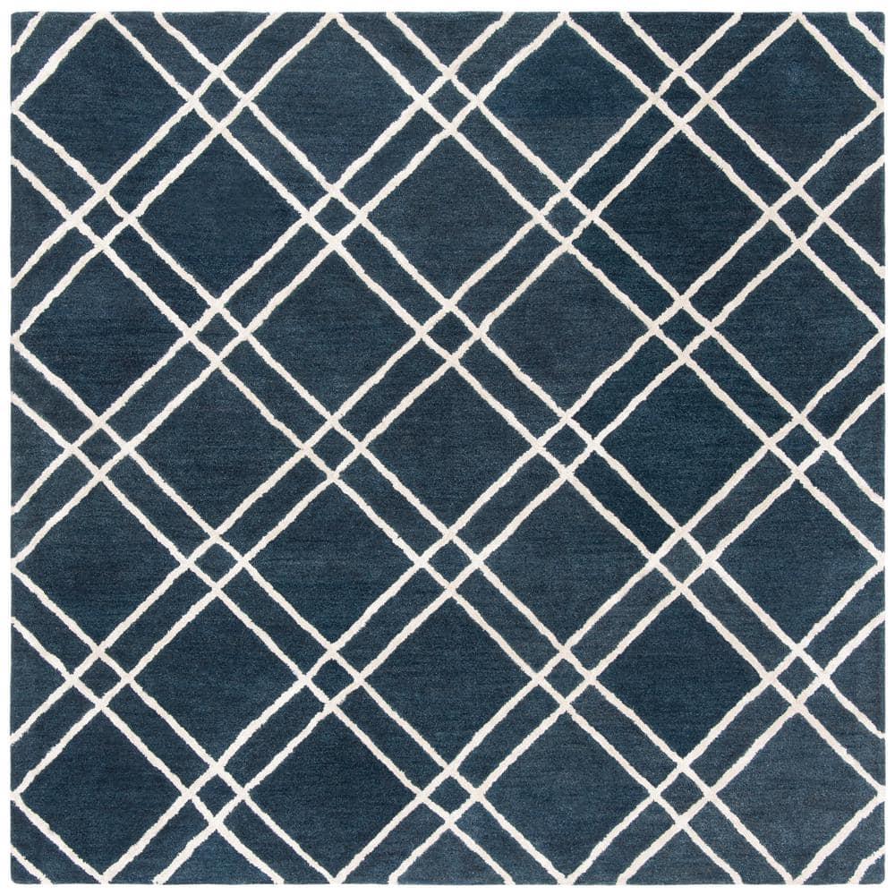 Himalaya HIM901 Handmade Area Rug - 4'x4' - Navy/Silver - Safavieh