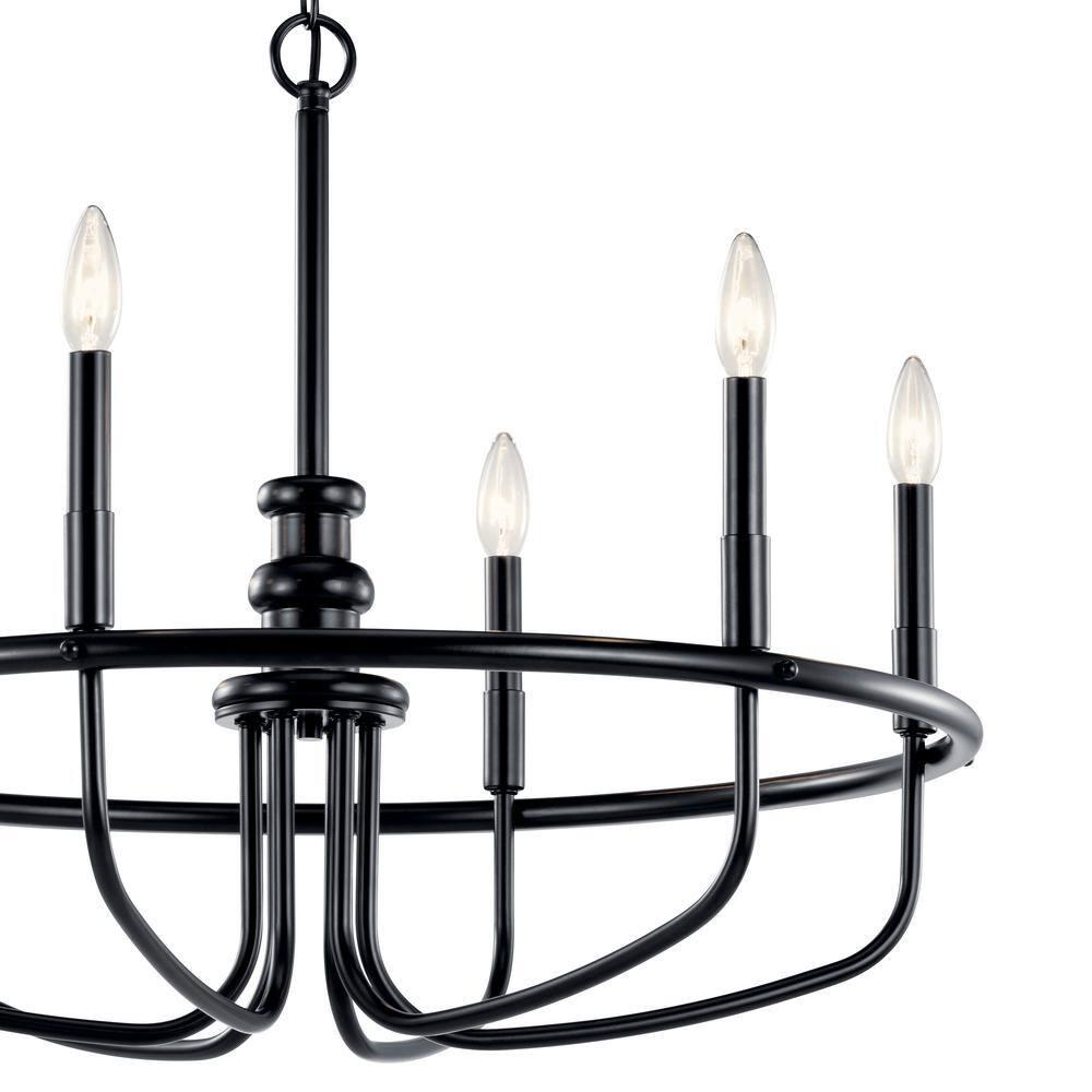 Capitol Hill Modern Black 6-Light Chandelier with Candle Sleeves