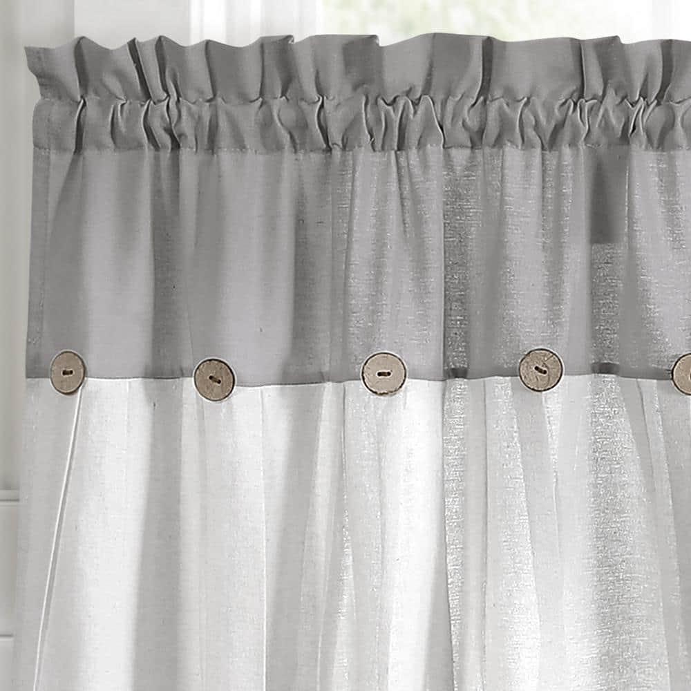 Lush Decor Linen Button Cotton Blend Tailored 29'' W Cafe Curtain (Set of 2)