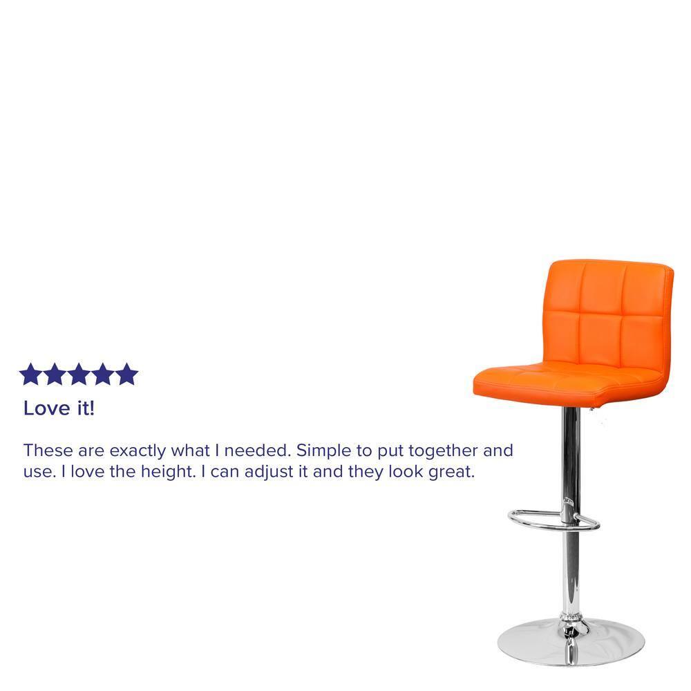 Flash Furniture Contemporary Orange Quilted Vinyl Adjustable Height Barstool with Chrome Base