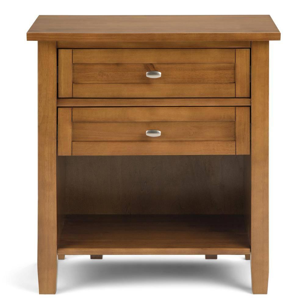 Simpli Home Warm Shaker 24"W Solid Wood Bedside Table with Two Drawers