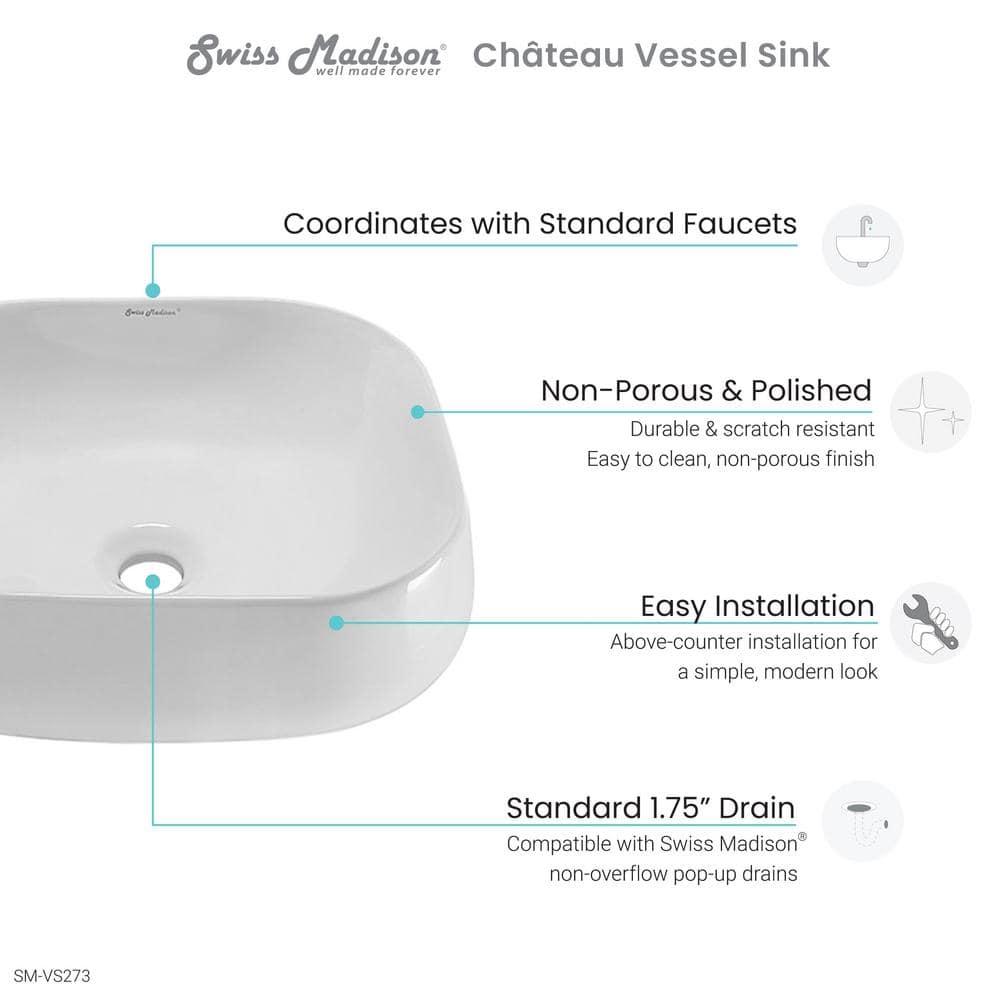 Swiss Madison SM-VS273 Château 18 Square Ceramic Vessel Sink