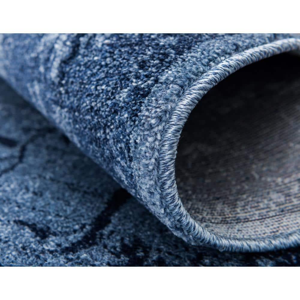 Unique Loom La Jolla Collection Area Rug - Floral (8' x 11' Rectangle Blue/Navy Blue)