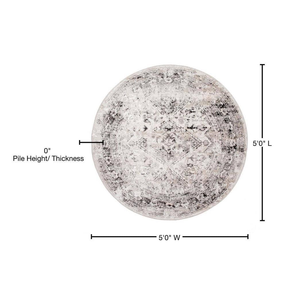 Nuloom Madisson Medallion 5 Round Indoor Area Rug for Living Room Bedroom Dining Room Kitchen, Grey/Ivory