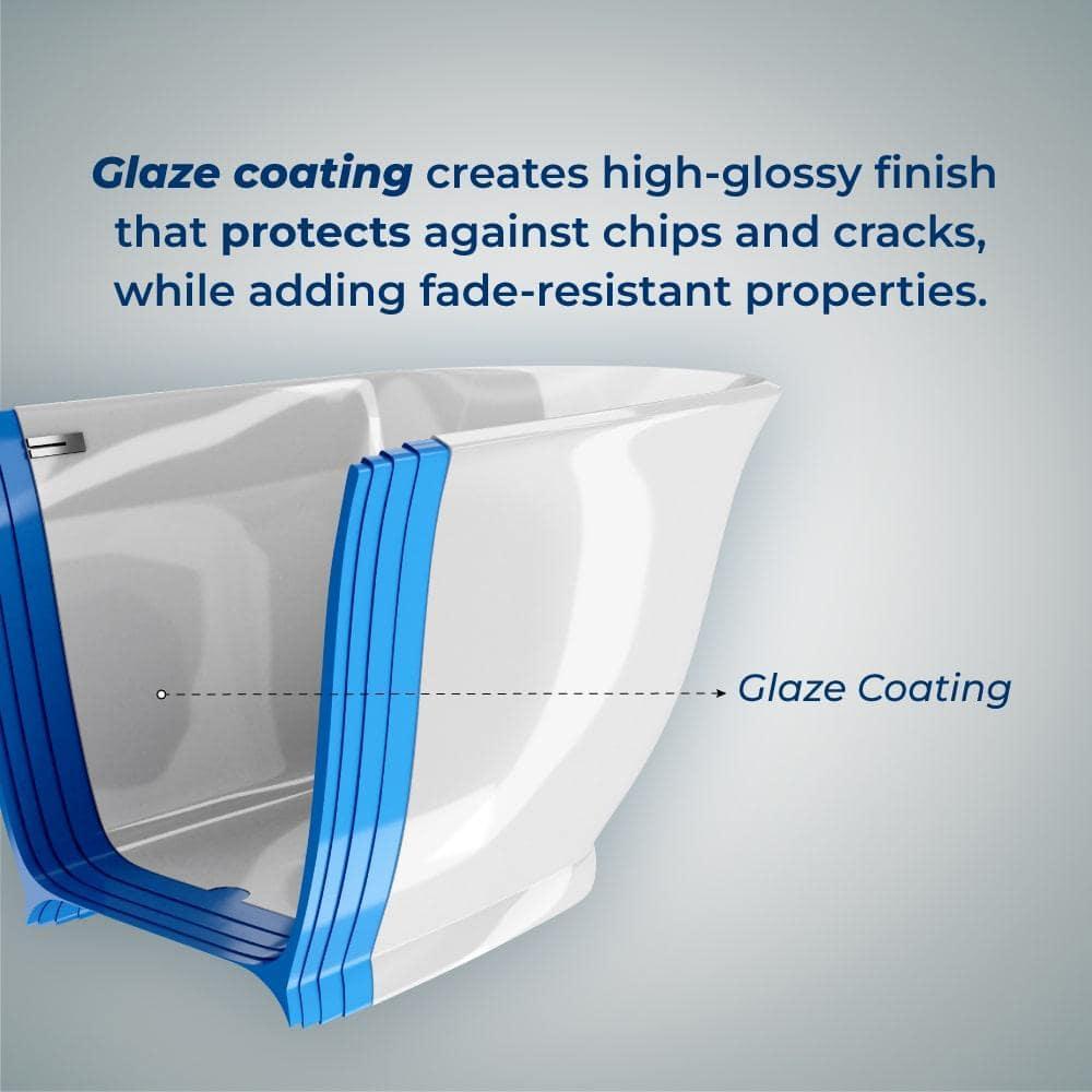 63" Streamline Freestanding Soaking Acrylic Bathtub With Drain and Bamboo Tray