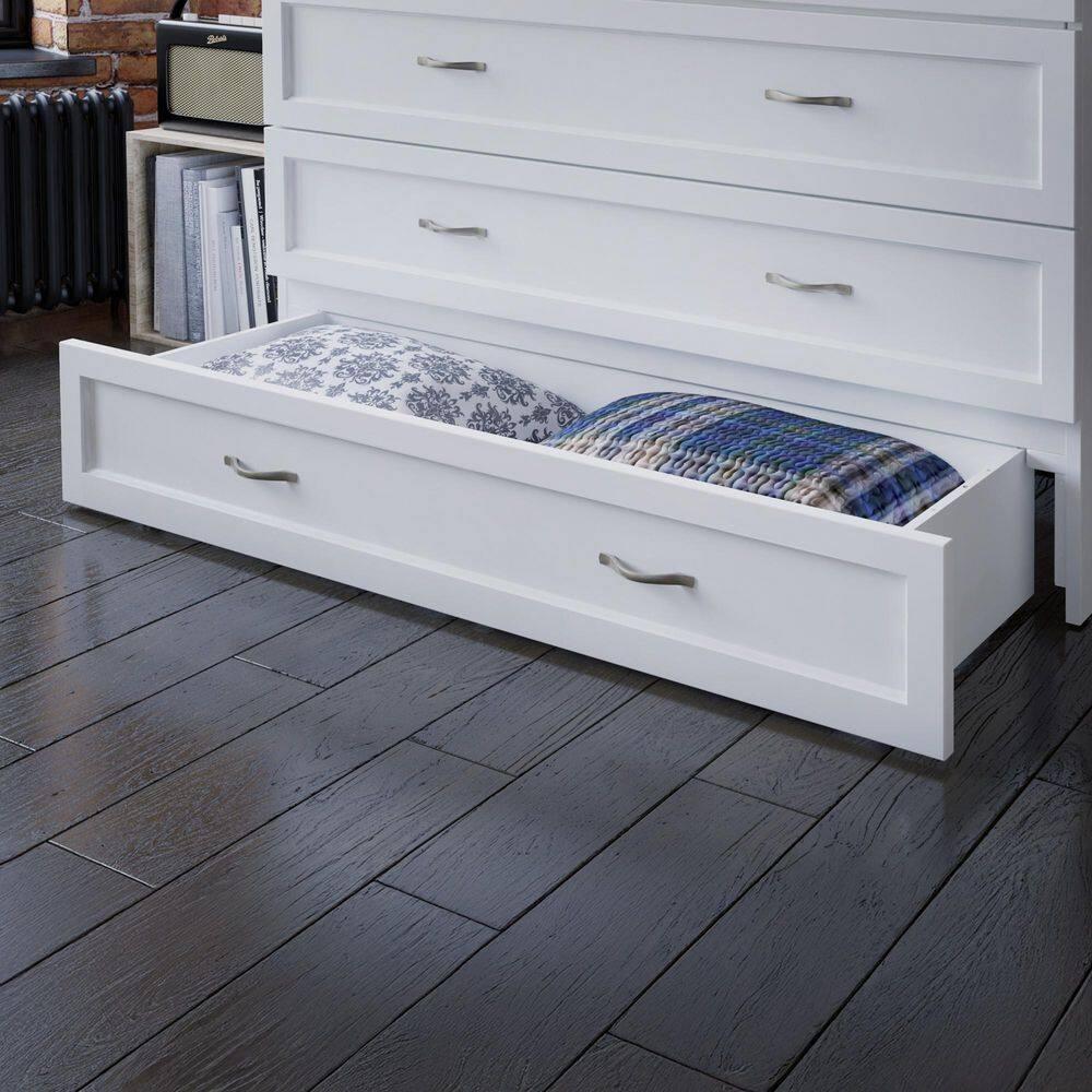 Full Deerfield Murphy Bed Chest USB Turbo Charger White - AFI