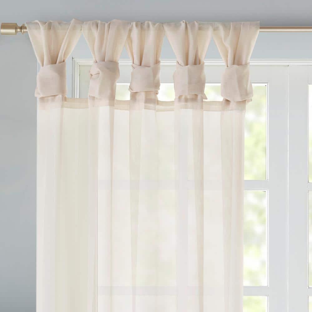 Madison Park Ceres Twisted Tab Voile Sheer Window Pair in Ivory 84" Panel