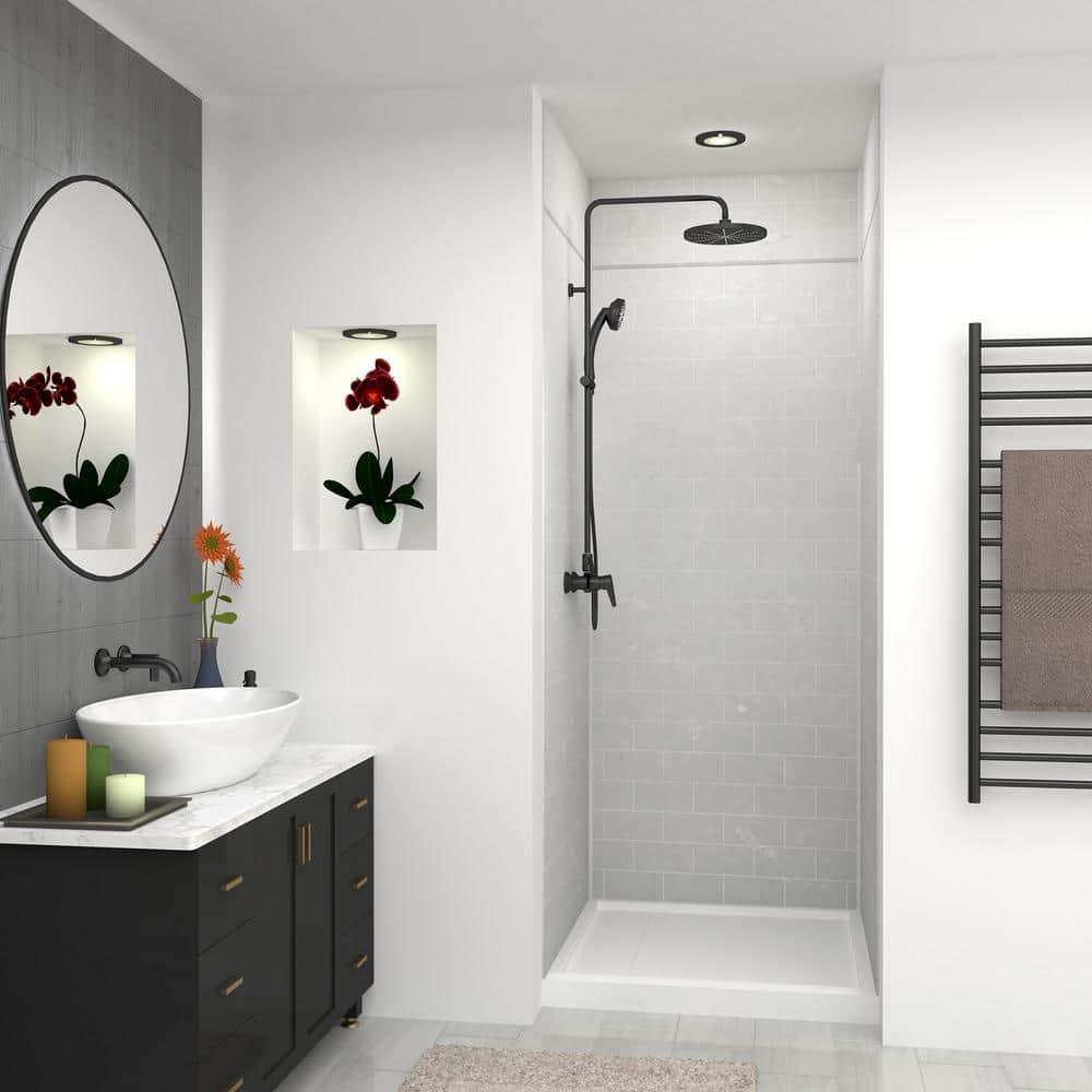 Lunar Gray Subway Tile 96" x 36" Shower Wall Kit