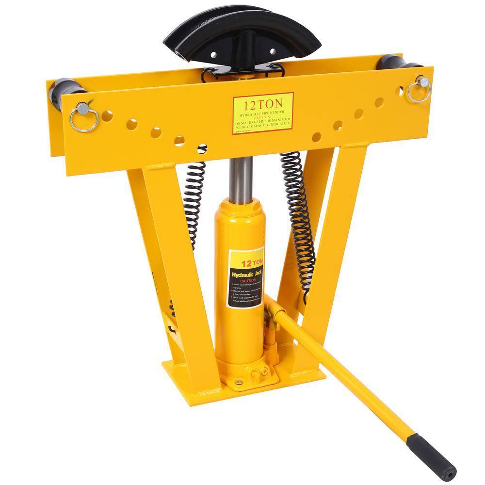 12-Ton Yellow Steel Manual Hydraulic Pipe Bender with 6 Dies