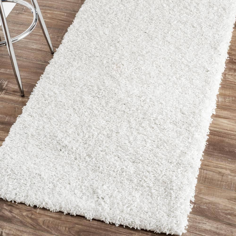 Nuloom Marleen Solid 2x6 Runner Shag Indoor Area Rug for Living Room Bedroom Dining Room Nursery Entryway Hallway, Off White