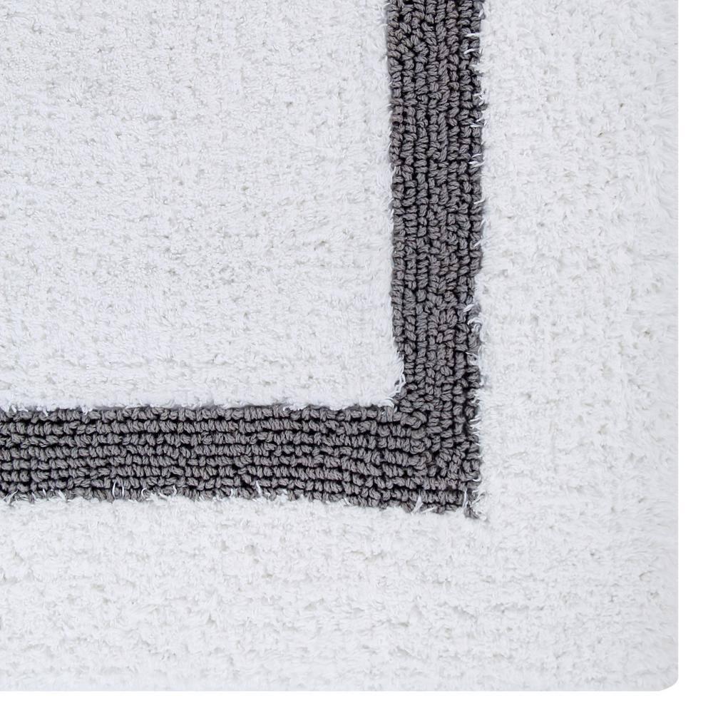 24"x40" Hotel Collection Bath Rug White/Gray - Better Trends: Cotton, Tufted, Machine Washable