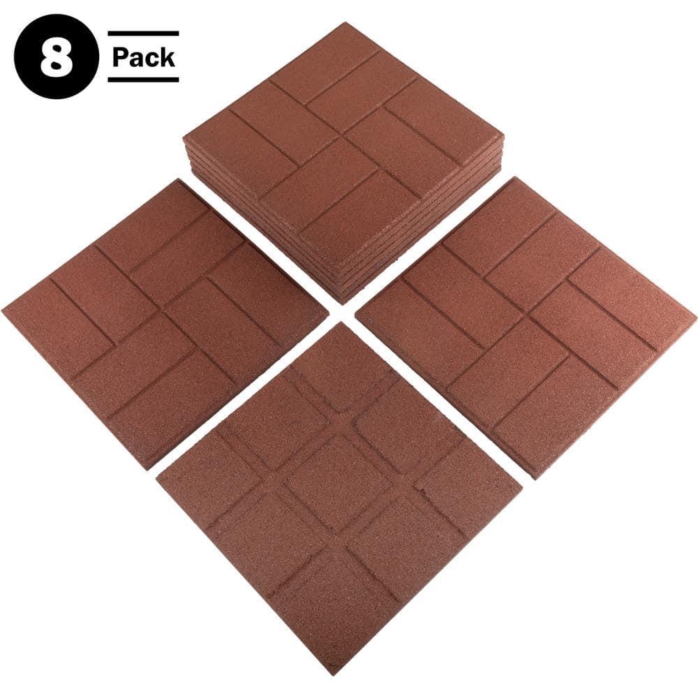Pure Garden Deck Tiles 8-Pack - Dual-Sided Outdoor Flooring Tile - 28SQFT Rubber Pavers for Outside Patio, Garden Walkway, Balcony, or Shed