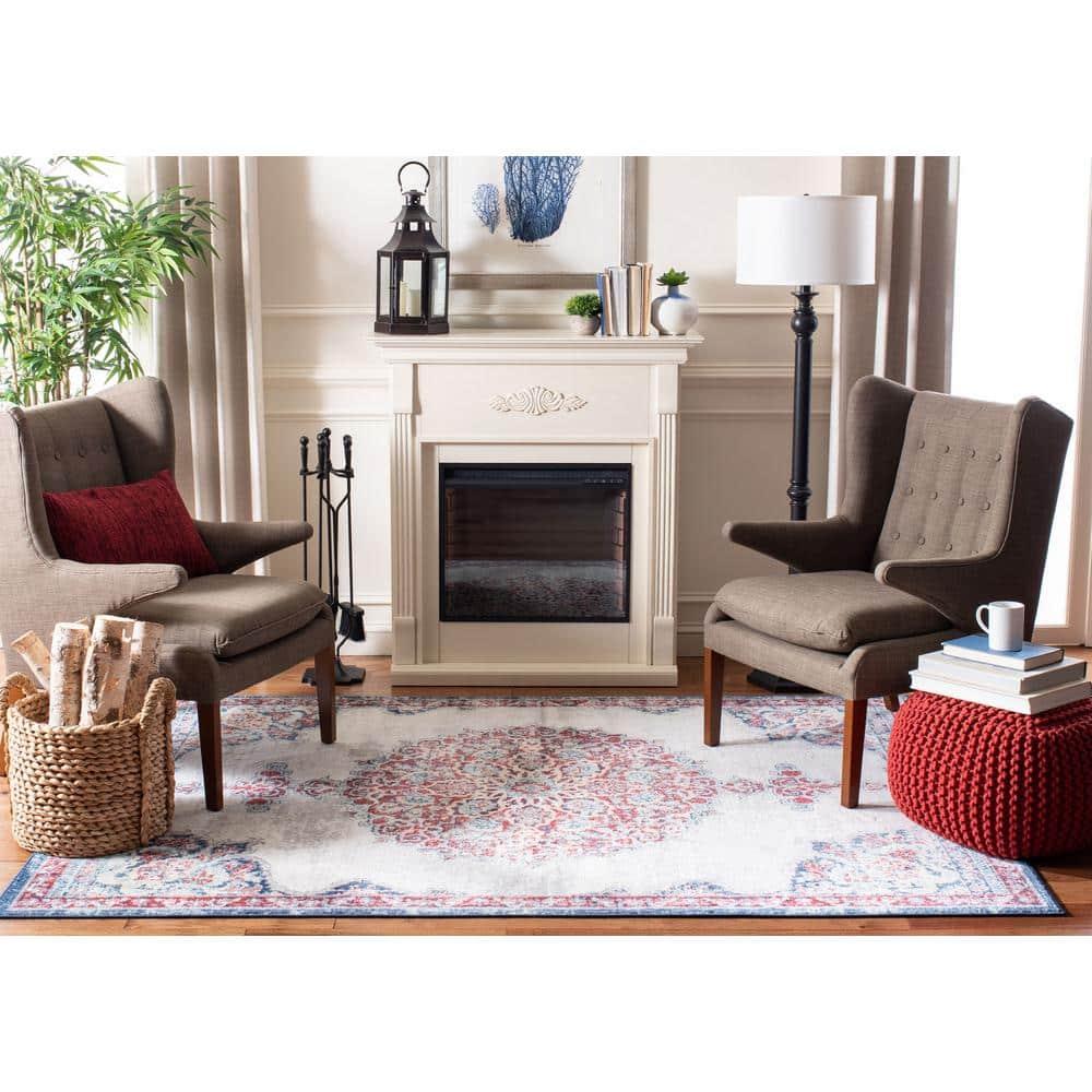 SAFAVIEH Brentwood Cahal Oriental Area Rug, Ivory/Red, 6'7" x 6'7" Square