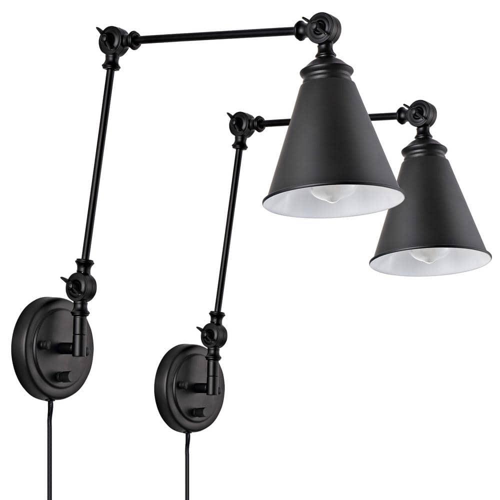 WINGBO  Industrial Swing Arm Wall Sconce with Metal Shade,2-Pack... Nickel