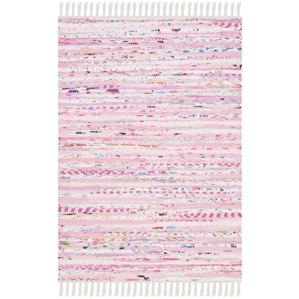 Rag Rug RAR125 Hand Woven Indoor Accent Rug - Light Pink/Multi - 2'3"x3'9" - Safavieh.