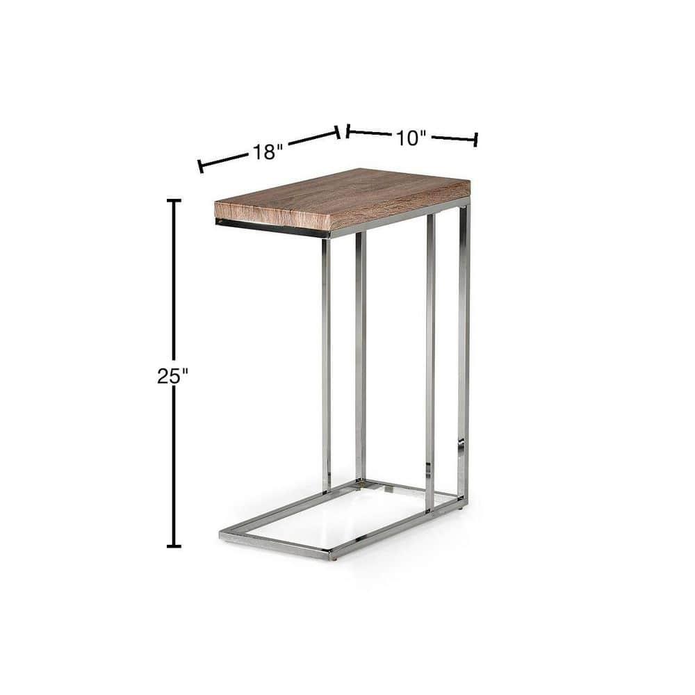 Lucia Chairside End Table Brown - Steve Silver: Chrome Frame, Wood Top, Space-Saving Design