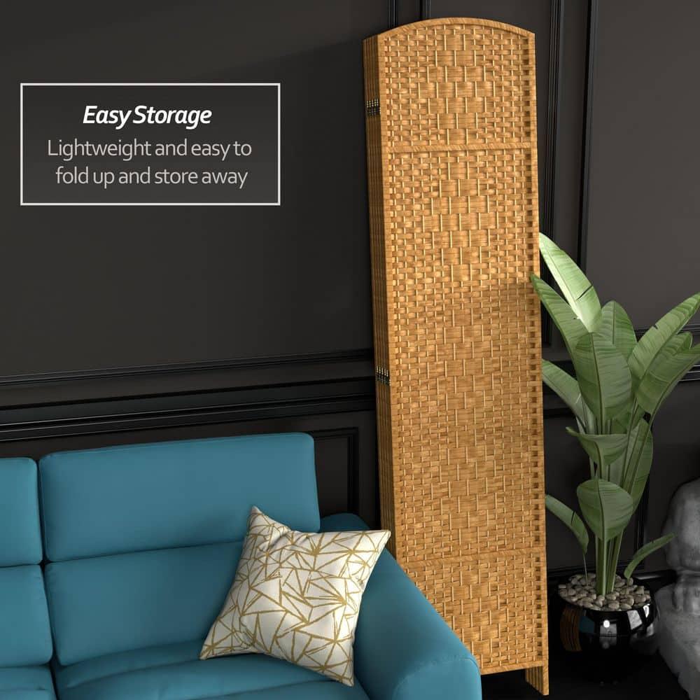 7 ft. Tall Diamond Weave Room Divider - Light Beige (6 Panels)